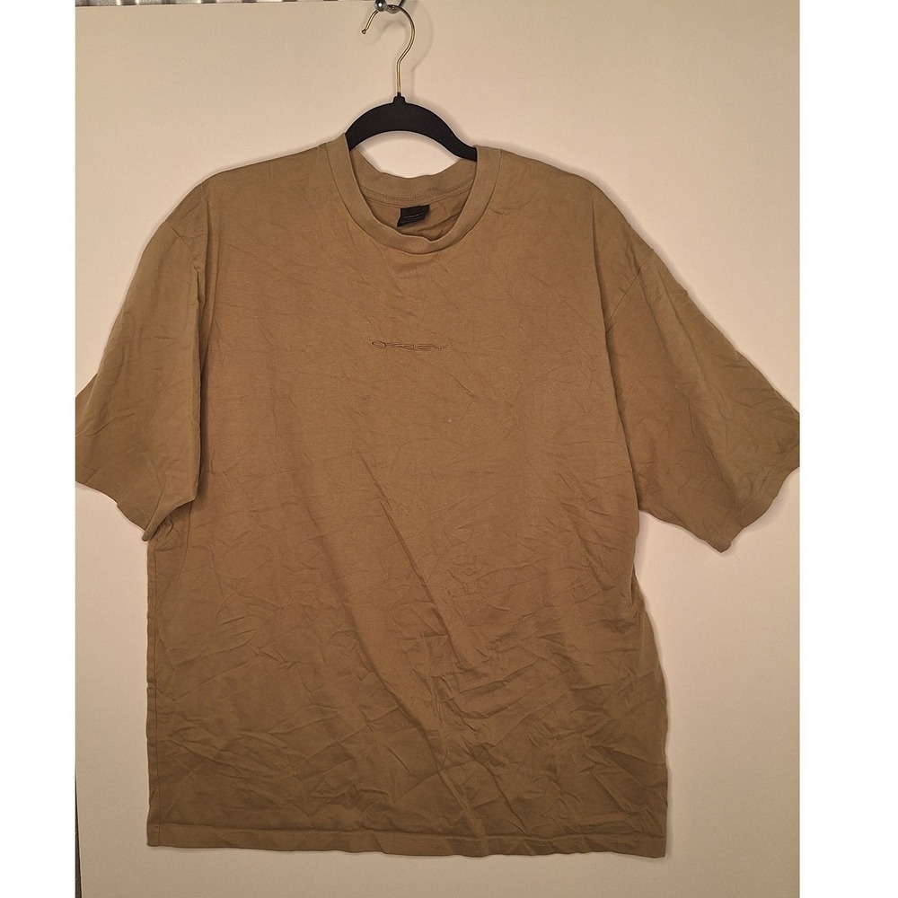 Oakley Relax Fit Tan Embroidered Logo T-Shirt Mens XL Earth Tone Crew‎ Neck
